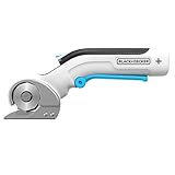 BLACK+DECKER 3.6V AKKU-UNIVERSALSCHNEIDER (KABELLOS, ROTATIONSSCHNEIDER FÜR PRÄZISE SCHNITTE IN STOFF, PAPIER, PAPPE, KUNSTSTOFF, MIT SELBSTSCHÄRFENDER KLINGE, INKLUSIVE USB-C LADEKABEL) WEISS/BLAU