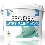 EPODEX® LATEXFARBE MATT | ABRIEBFEST | ABWASCHBAR | STRAPAZIERFÄHIG | GERUCHSARM | HOHE DECKKRAFT | 45 FARBEN POLAR WEISS BUNT FARBIG | MENGENRABATT 1KG-50KG