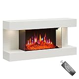 BALDERIA ELEKTROKAMIN IDA | ELEKTRISCHER WANDKAMIN MIT 3D-FLAMMENEFFEKT | ELEKTRO HEIZUNG 1800W | KAMIN MIT FERNBEDIENUNG, STARTSTEUERUNG, TIMER &AMP; THERMOSTAT | WEISS