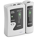 DELEYCON NETZWERK KABELTESTER RJ11 RJ12 RJ45 ISDN LAN NETZWERKKABEL PATCHKABEL CAT6 CAT7 CAT8 KABEL TESTER LEITUNGSTESTER KABELPRÜFER - GRAU